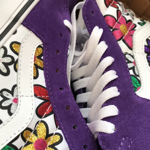 Vans sk8-hi platiform glitter daises purple new - Picture 2 of 3